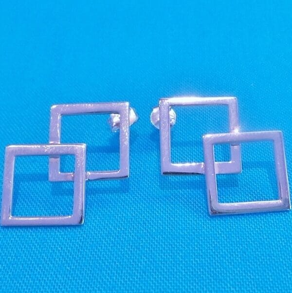 Chunky Geometric Double Diamond Shaped Earrings