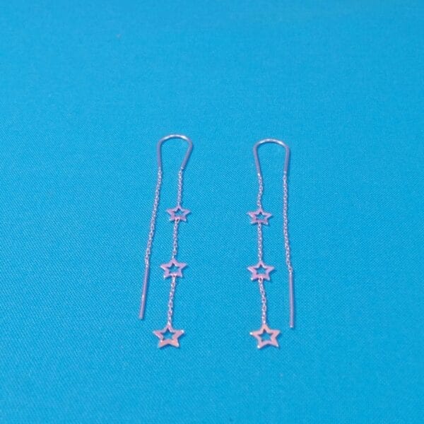 Delicate Silver Threadable Dangle Star Hook Earrings