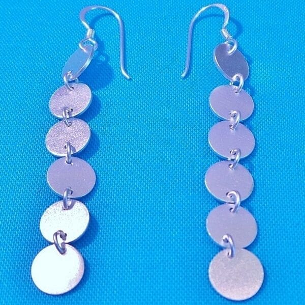 Long Dangle Sterling Silver Circle Earrings