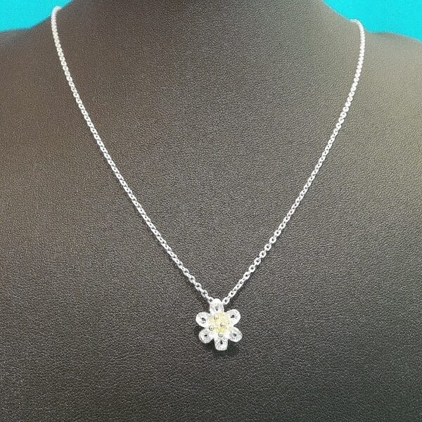 Delicate Sterling Silver Flower Blossom Two Tone Pendant