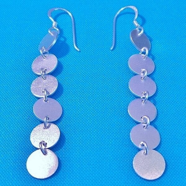 Long Dangle Sterling Silver Circle Earrings