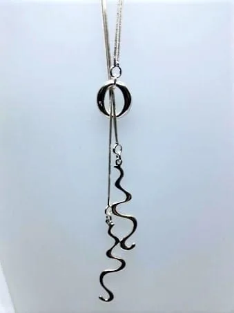Elegant, Sparkling, Sterling Silver, Long Charm, Tassel, Pendant