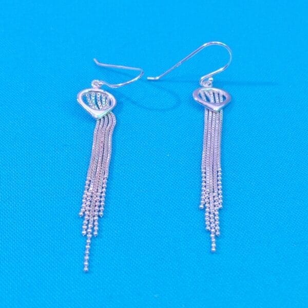 Gorgeous Contemporary Silver Heart and Tassel Drop Earrings