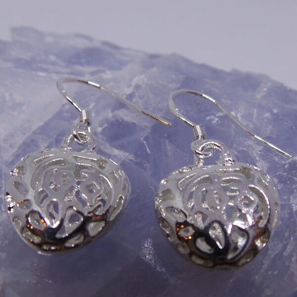 Chunky Filigree Silver Heart Earrings