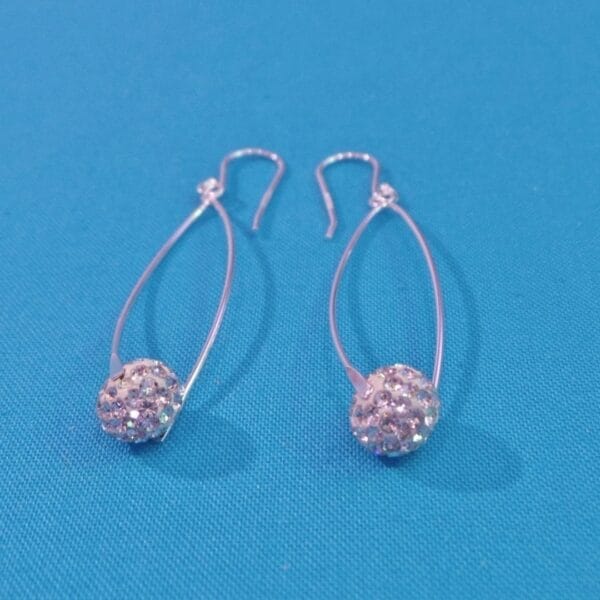 Delicious Crystal Drop Oval Sterling Silver Earrings