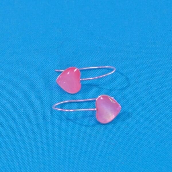 Cute Pink Shell Heart Shaped Silver Earrings