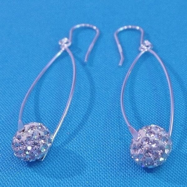 Delicious Crystal Drop Oval Sterling Silver Earrings