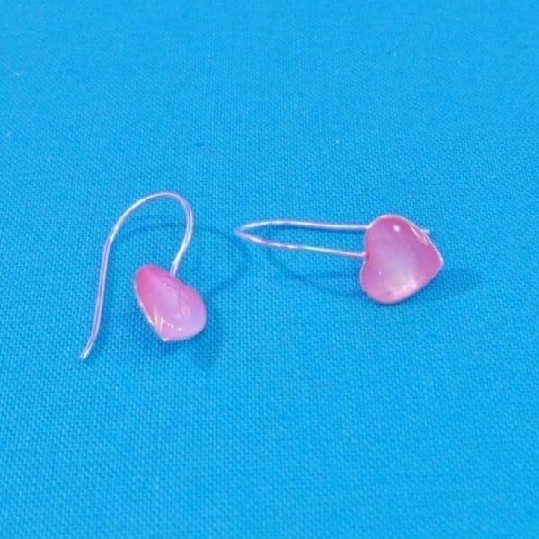 Cute Pink Shell Heart Shaped Silver Earrings