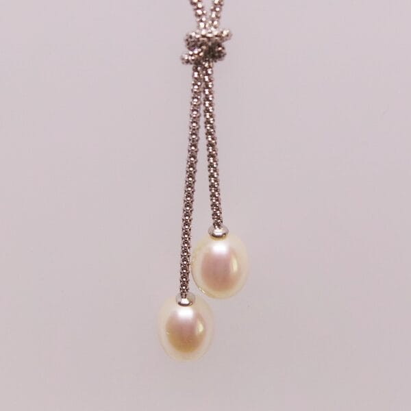 Enchanting Double Pearl Cascading Sterling Silver Necklace