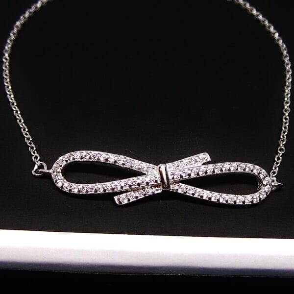 Stunning Contemporary Sterling Silver Bracelet with Gorgeous CZ Bow