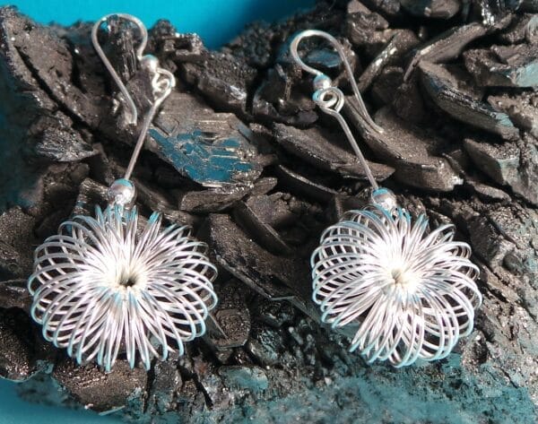 Stunning Unusual Sterling Silver Daisy Style Earrings