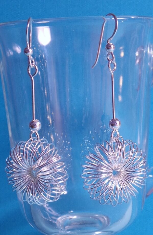 Stunning Unusual Sterling Silver Daisy Style Earrings