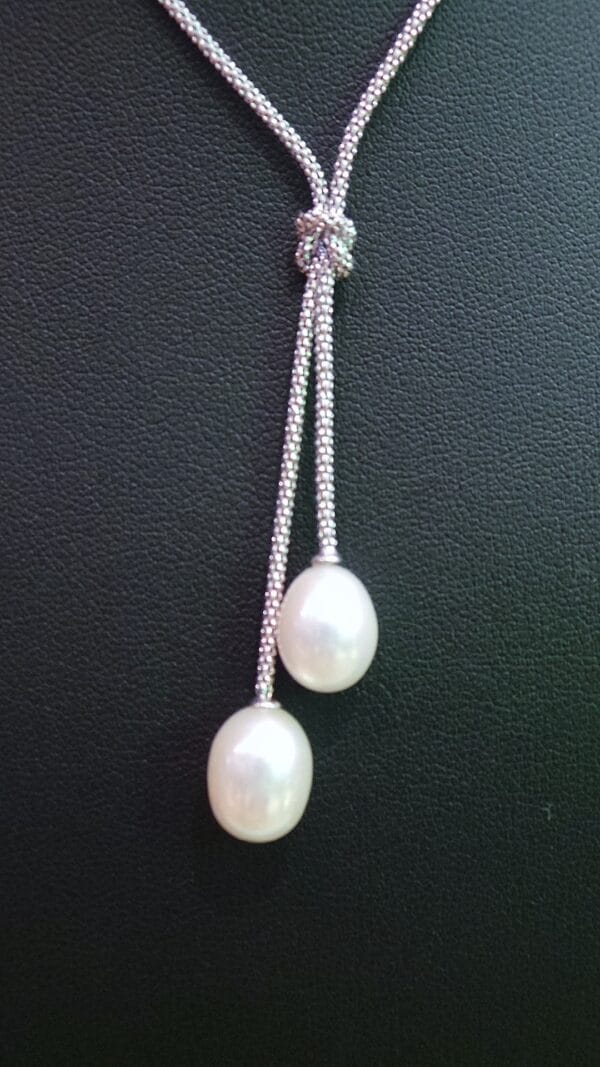 Enchanting Double Pearl Cascading Sterling Silver Necklace