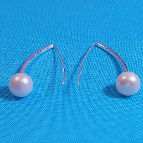 Classy, Silver Long Drop Pearl Earrings