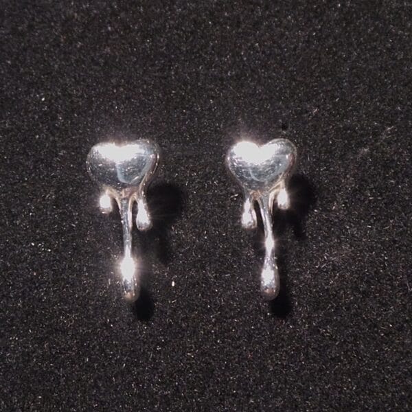 Melting Heart Silver Stud Earrings