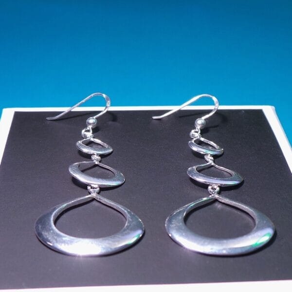 Chunky, Triple Drop, Sterling Silver Oval Earrings