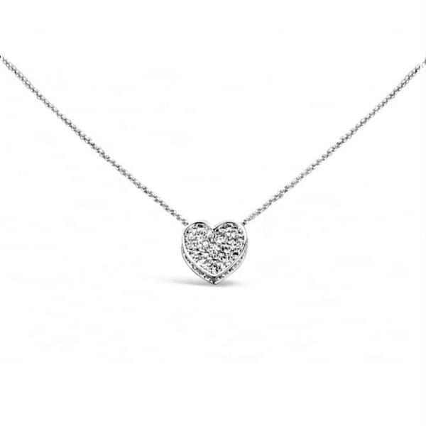 Delightful Rhodium Plated Pendant with Crystal Encrusted Heart