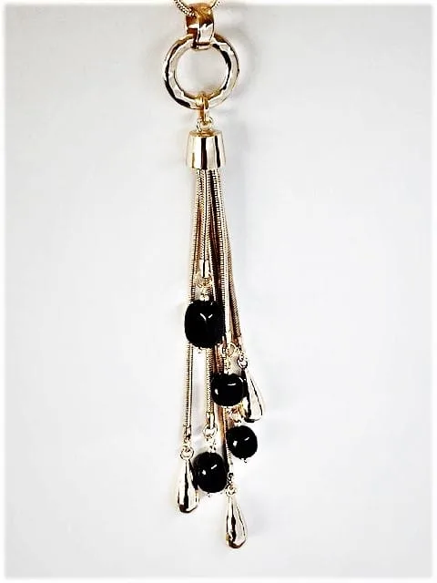 Rose Gold Plated Necklace with 7 Stunning Gold Tear Drops and Stones