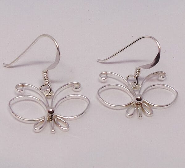 Beautiful, Delicate, Open Wirework, Sterling Silver Butterfly Earrings