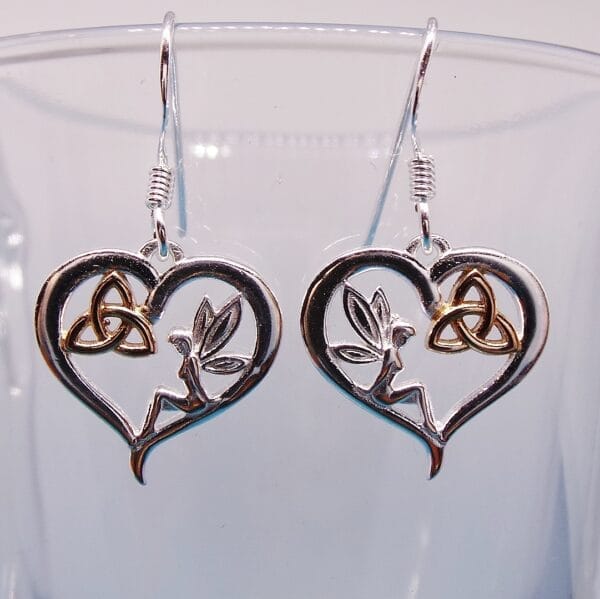 Fairy Heart Celtic Trinity Sterling Silver Earrings