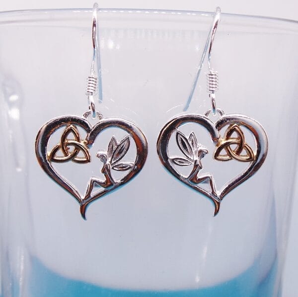 Fairy Heart Celtic Trinity Sterling Silver Earrings