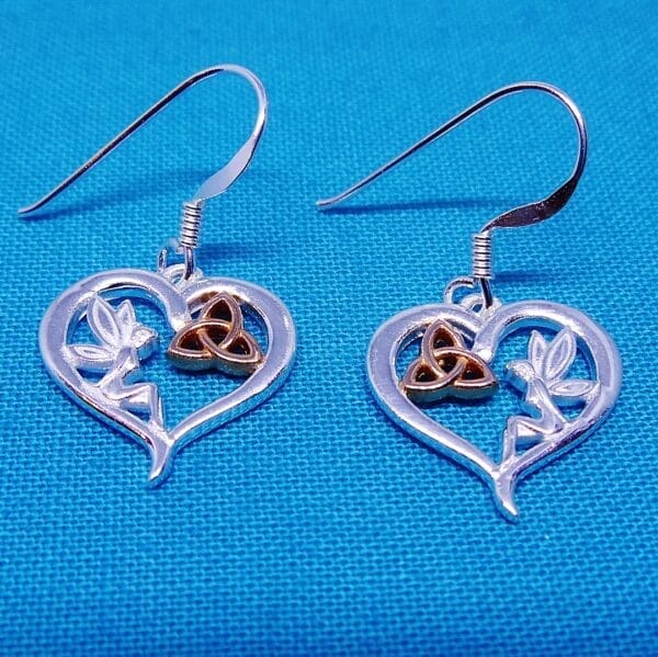 Fairy Heart Celtic Trinity Sterling Silver Earrings