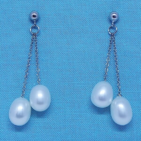 Sophisticated Silver Freshwater Pearl Drop Earrings