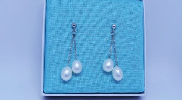 Sophisticated Silver Freshwater Pearl Drop Earrings