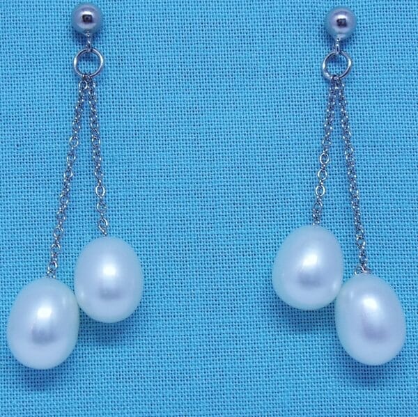 Sophisticated Silver Freshwater Pearl Drop Earrings