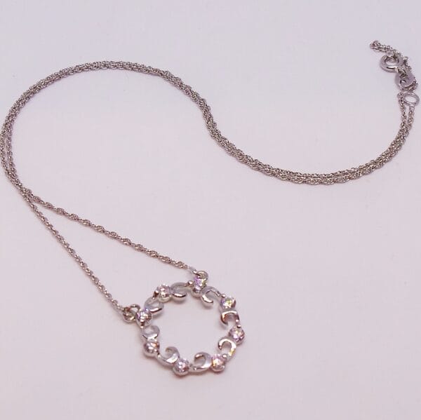 Sparkling, Silver CZ Circle of Life Necklace