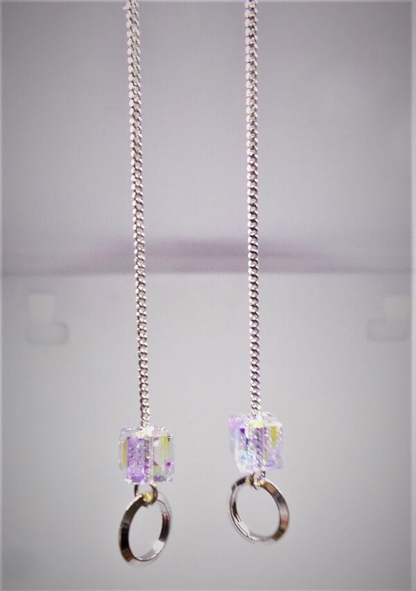 Sophisticated Long Drop Rhodium Plated Earrings