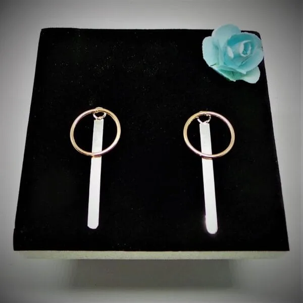 Contemporary Juno Sterling Silver and Rose Gold Plated Drop Earrings