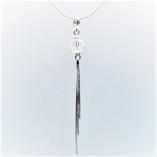 Sleek Swarovski Clear Crystal Necklace with Tassel