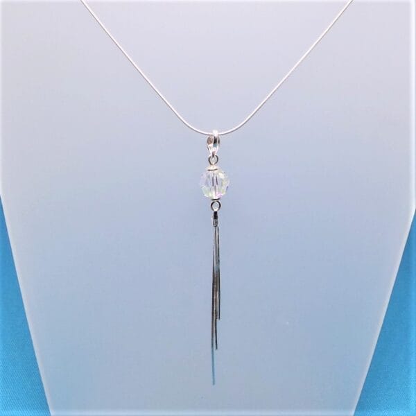 Sleek Swarovski Clear Crystal Necklace with Tassel