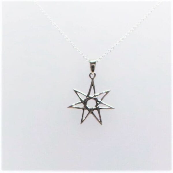 Shiny Sterling Silver Heptagram Necklace