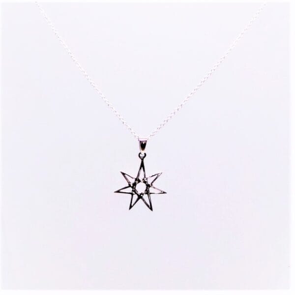 Shiny Sterling Silver Heptagram Necklace