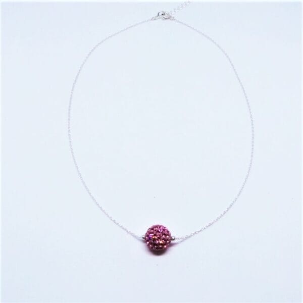 Sleek Pink Swarovski Crystal Pom Pom Necklace