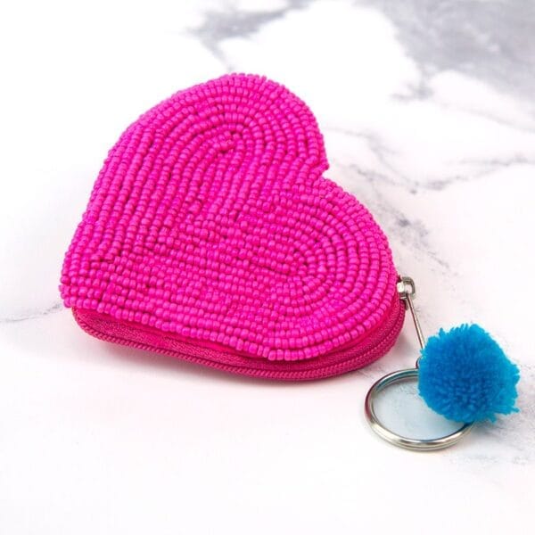 Bright Bubble Gum Pink Key Ring Purse