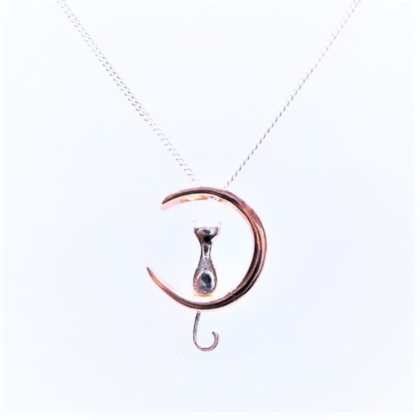 Beautiful Cici Rose Gold and Silver Cat Pendant