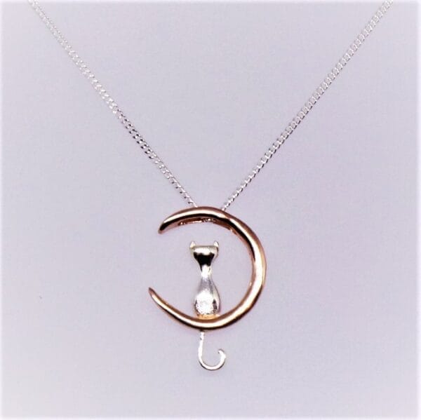 Beautiful Cici Rose Gold and Silver Cat Pendant