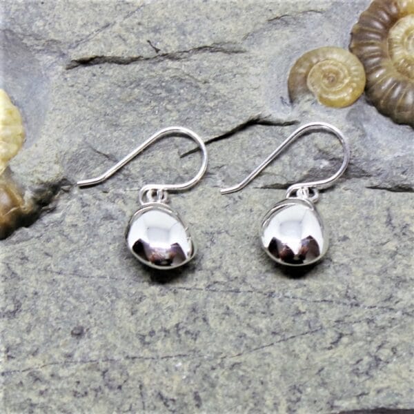 Contemporary Sterling Silver Pebble Drop Earrings