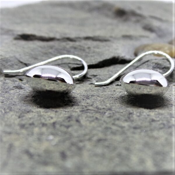 Contemporary Sterling Silver Pebble Drop Earrings