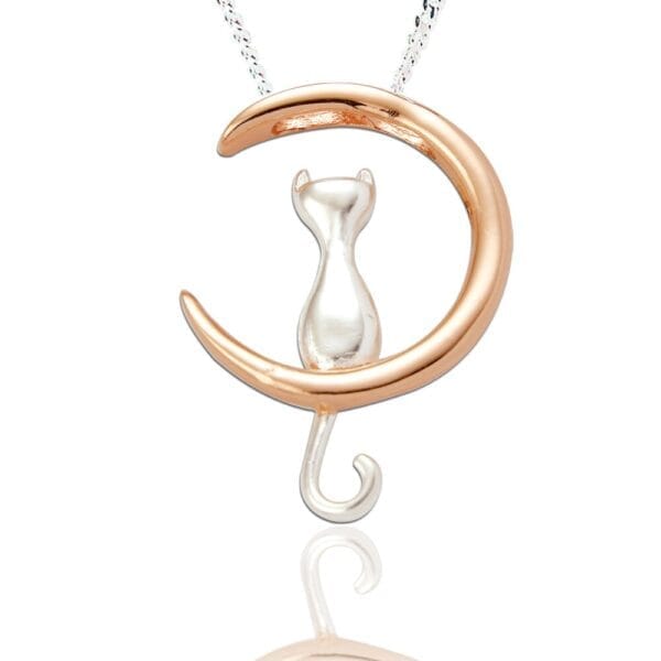 Beautiful Cici Rose Gold and Silver Cat Pendant