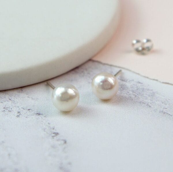 Ivory Freshwater Pearl Stud Earrings