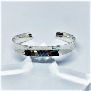 Chunky Concave Hammered Sterling Silver Cuff