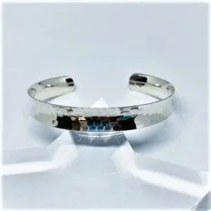 Chunky Concave Hammered Sterling Silver Cuff